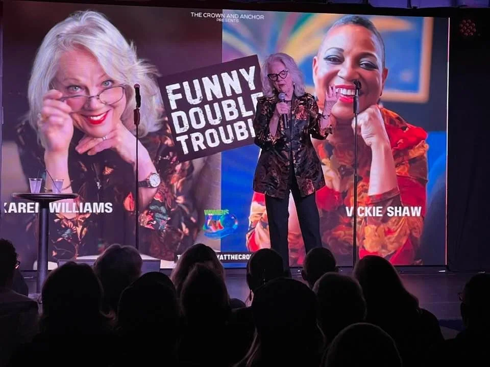 Karen Williams pictured at a live comedy event